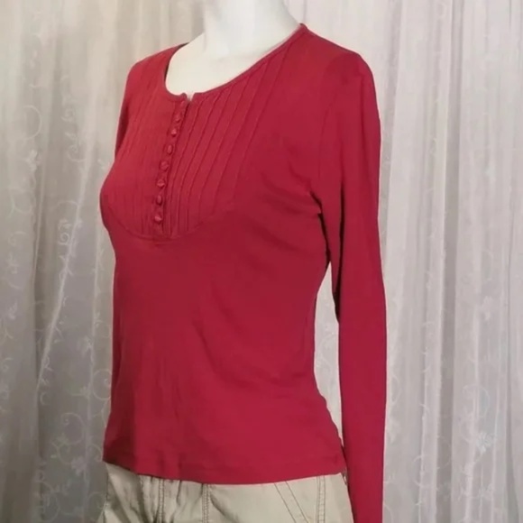 Moda International Satin Button Henley - Picture 1 of 7